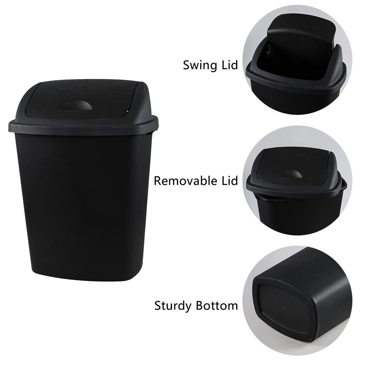 18 Gallon Plastic Garbage Bin with Swing Lid (4 Count)