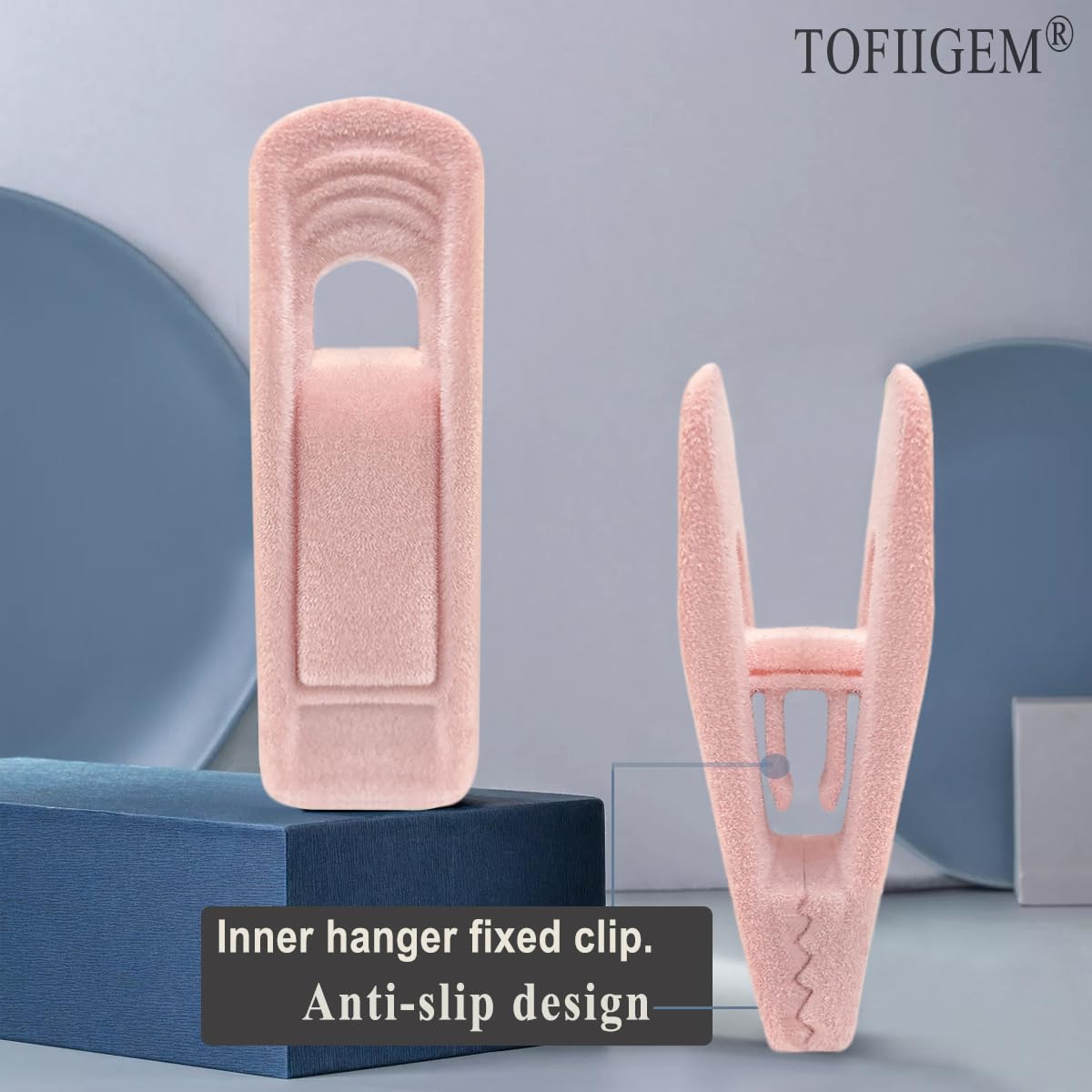 Light Pink Velvet Hangers Clips 20 PCS