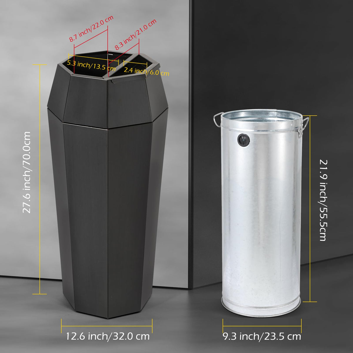 Commercial Trash Can Large Stainless Steel Garbage Can with Lid