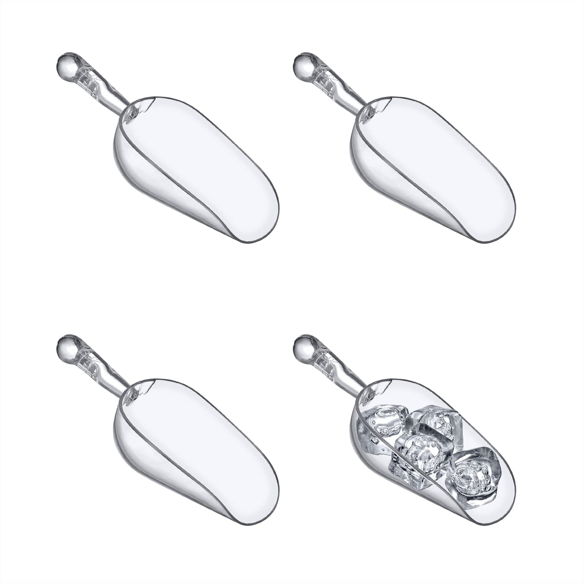 Elsa - 5-Ounce Plastic Ice Scoops (Set of 4), Plastic Utility Scoops, BPA-Free, Food-Grade, Shatter-Proof, Good for Kitchen and Restaurant, Perfect for Home and Commercial Use (4 Count)