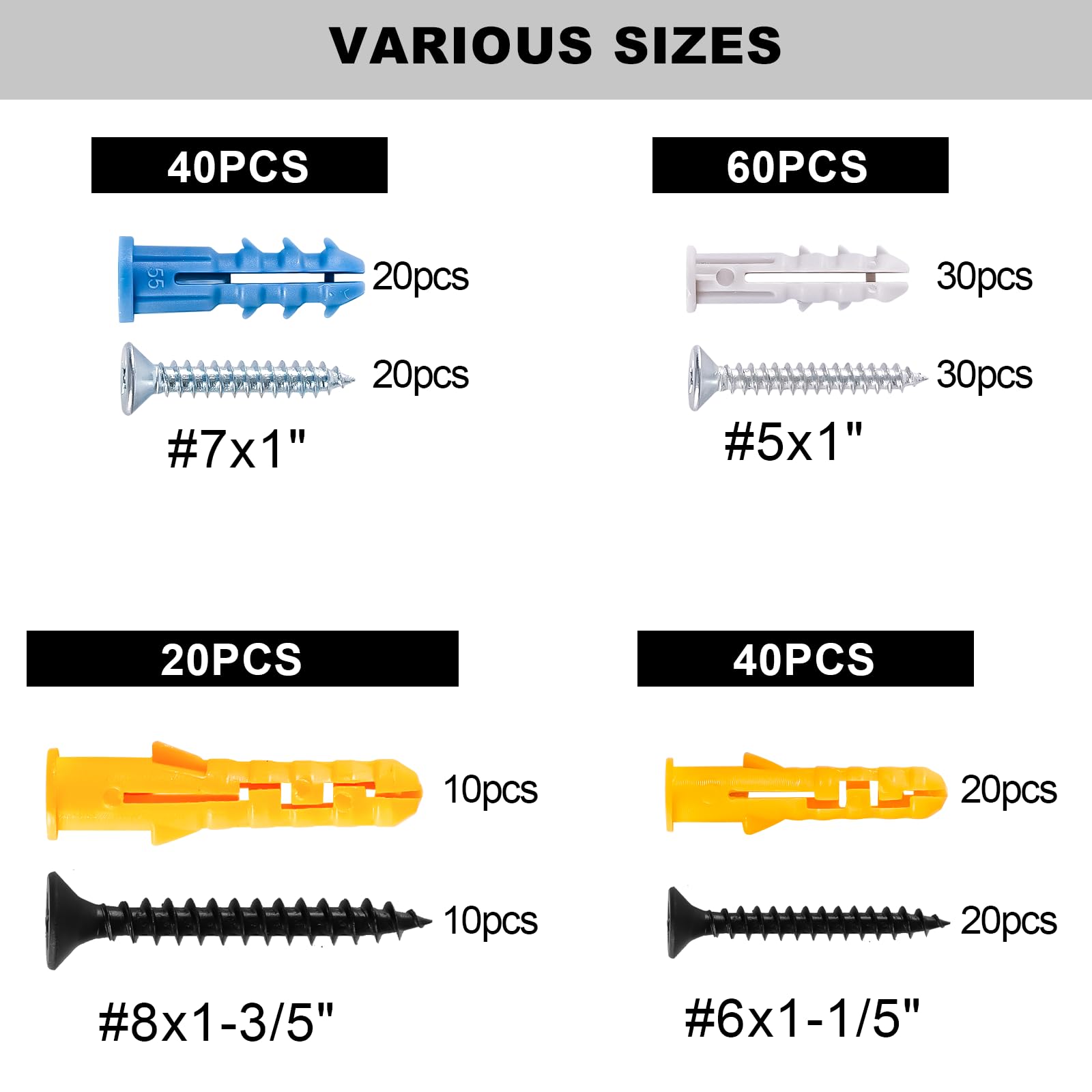 Drywall Anchors and Screws Assortment Kit (160 Count)
