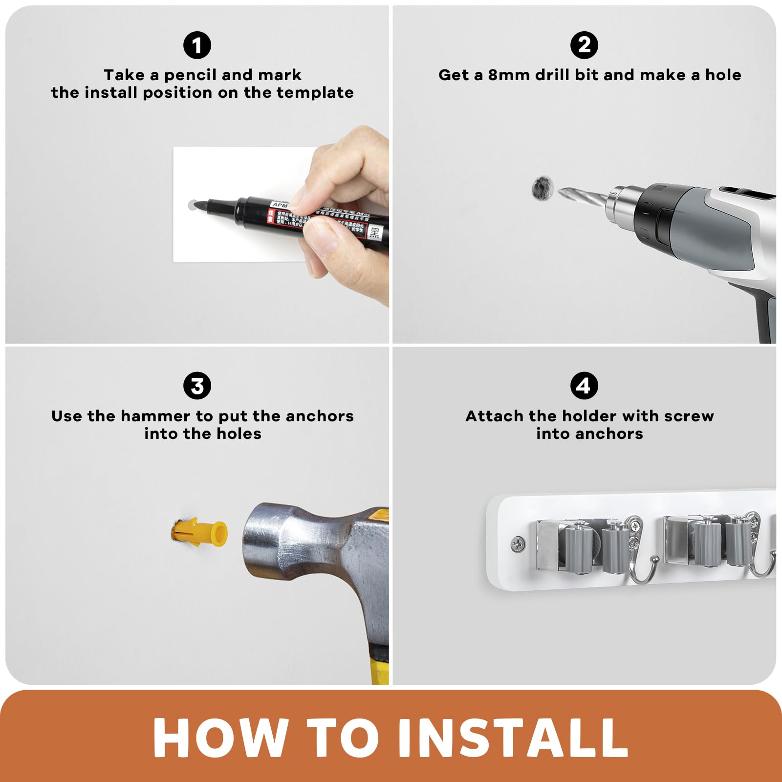Broom Holder Wall Mount