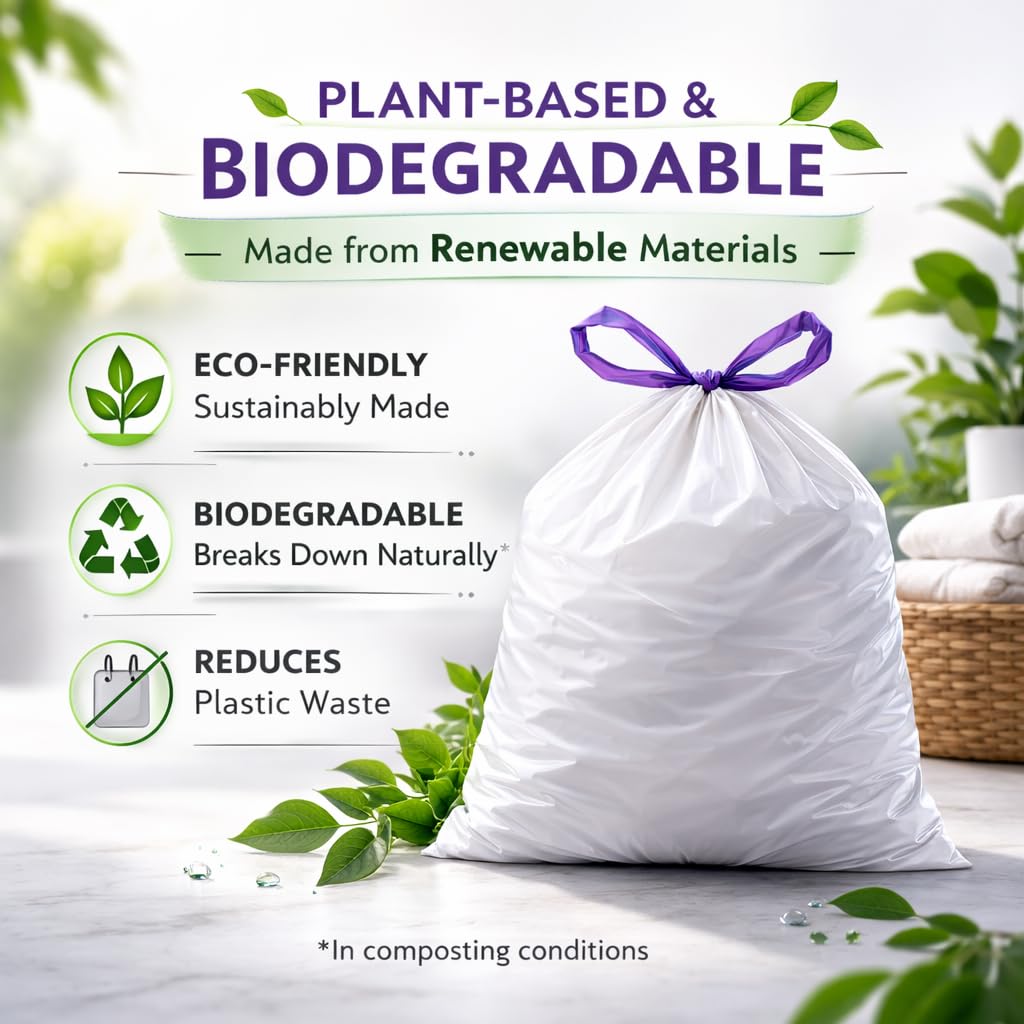 Biodegradable Trash Bags with Drawstrings (100 Count)