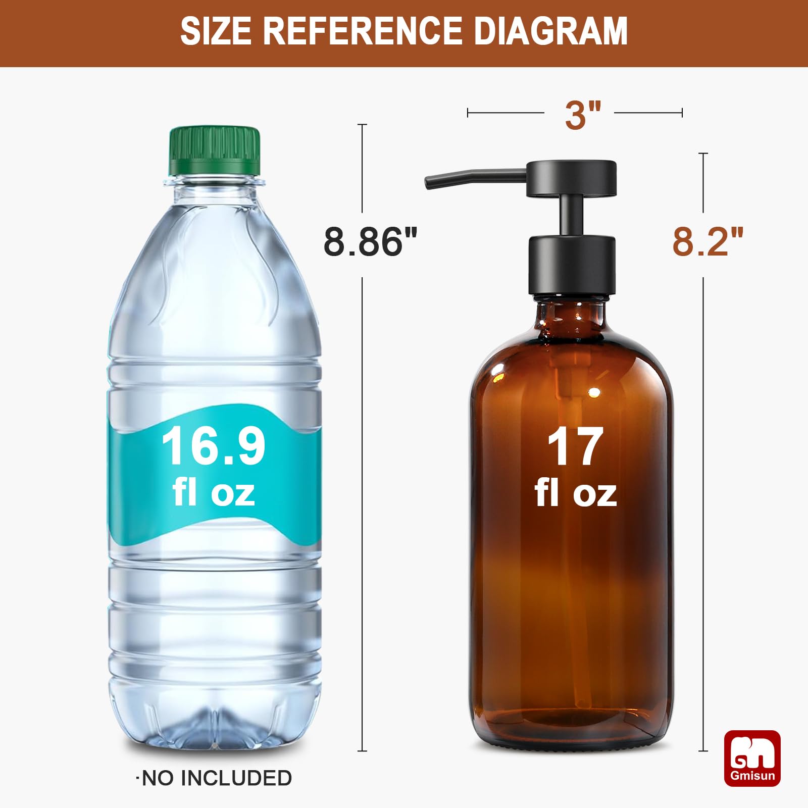 Amber Glass Soap Dispenser (4 Count)