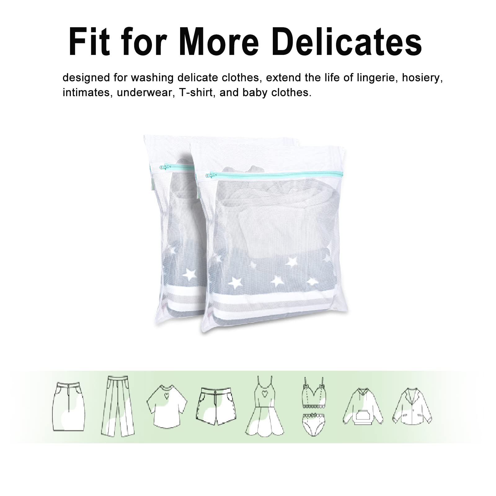 Mesh Washing Bags for Laundry 16x20 Inch Medium Mesh Bag Laundry Washer Delicates Lingerie Wash Machine Net Zipper Bag Heavy Duty Home Dorm Hotel Don't Drying (2 Count)