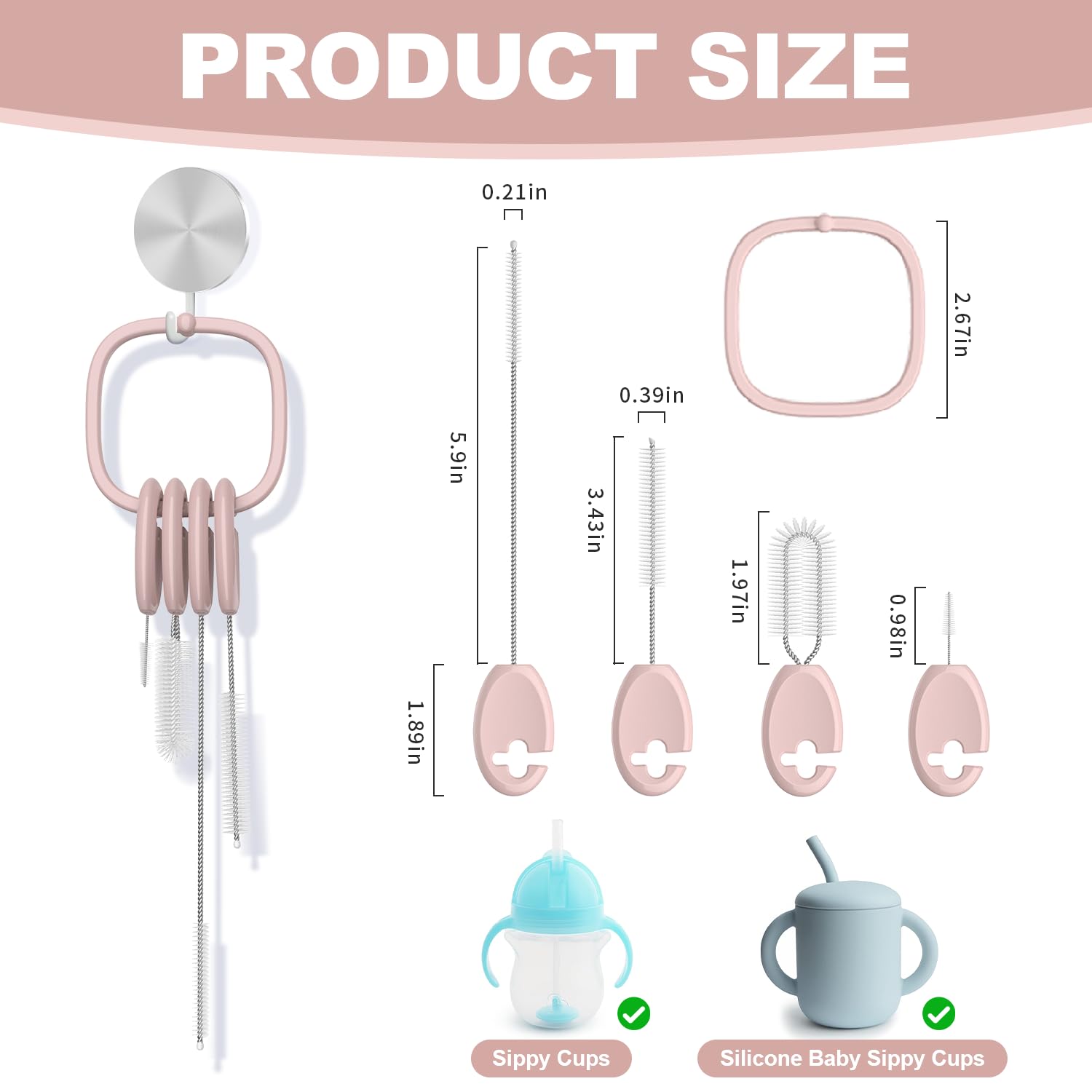 4in1 Standing Straw Cleaner Brush with Holder for Straws (4 Count)
