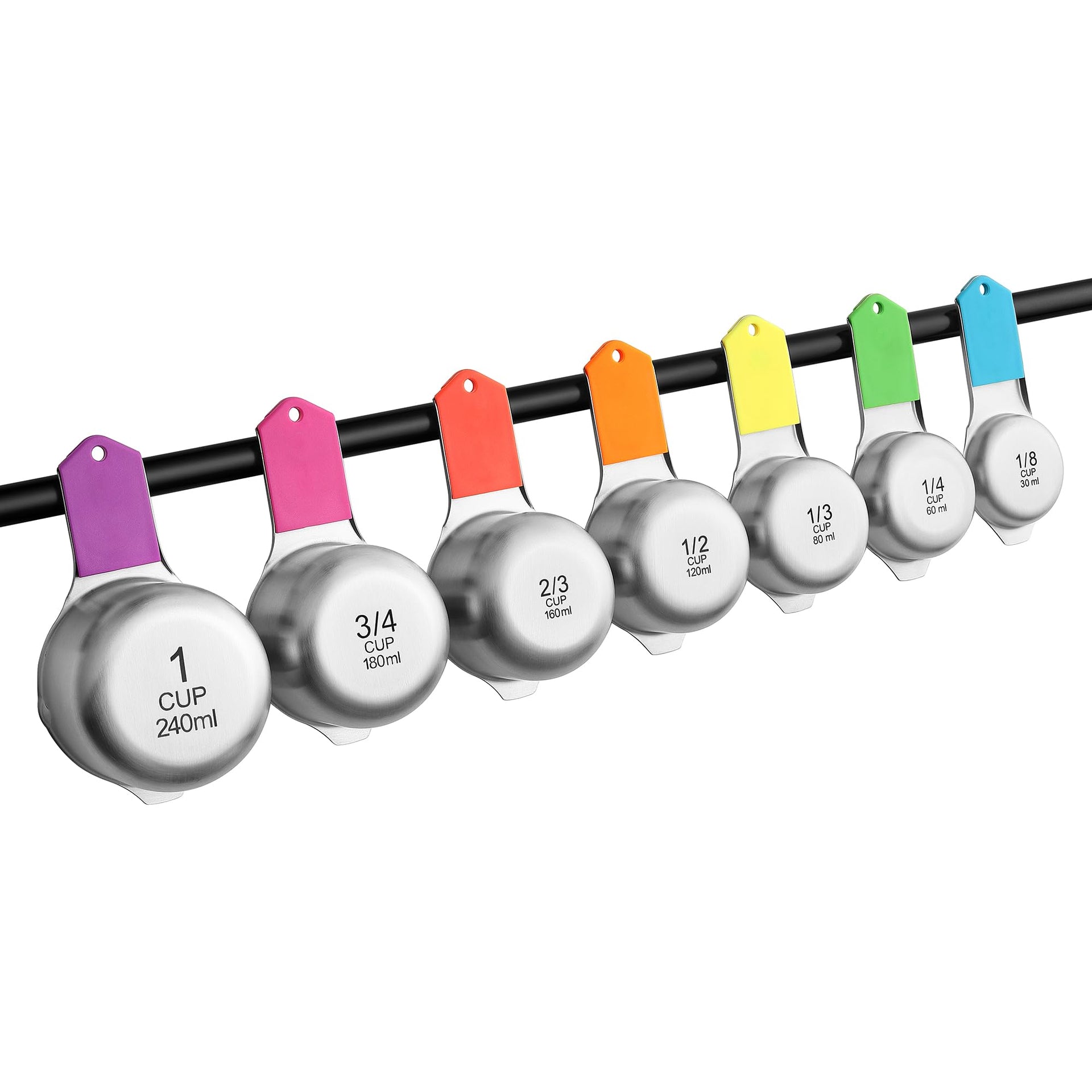 Magnetic Stainless Steel Measuring Cups Set of 7 Patented (7 Count)