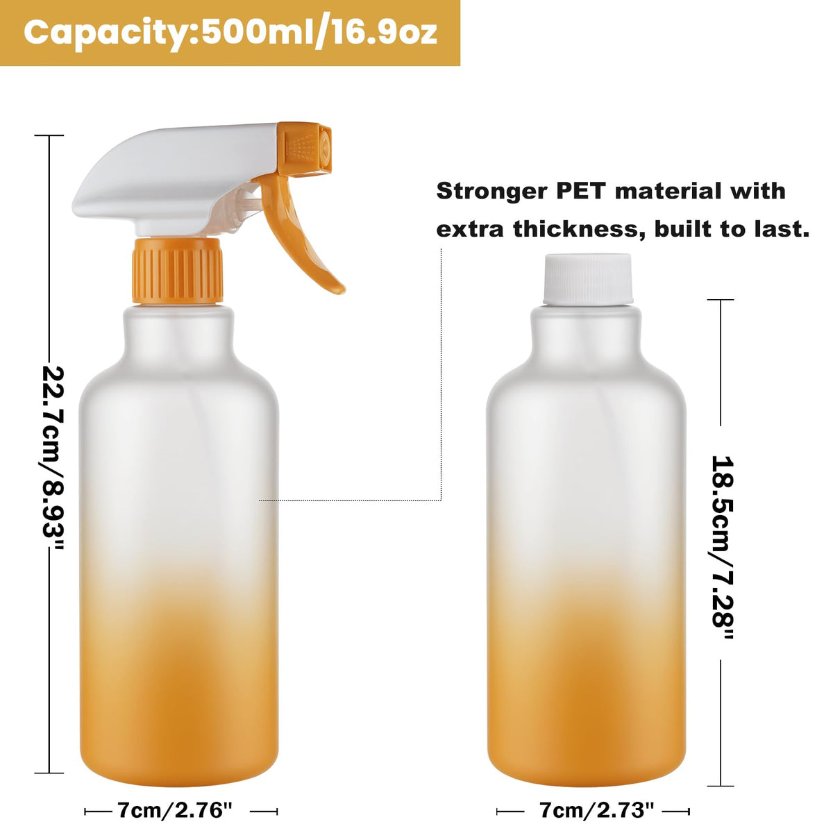16.9oz 500ml Plastic Spray Bottles 2 Pack (2 Count)