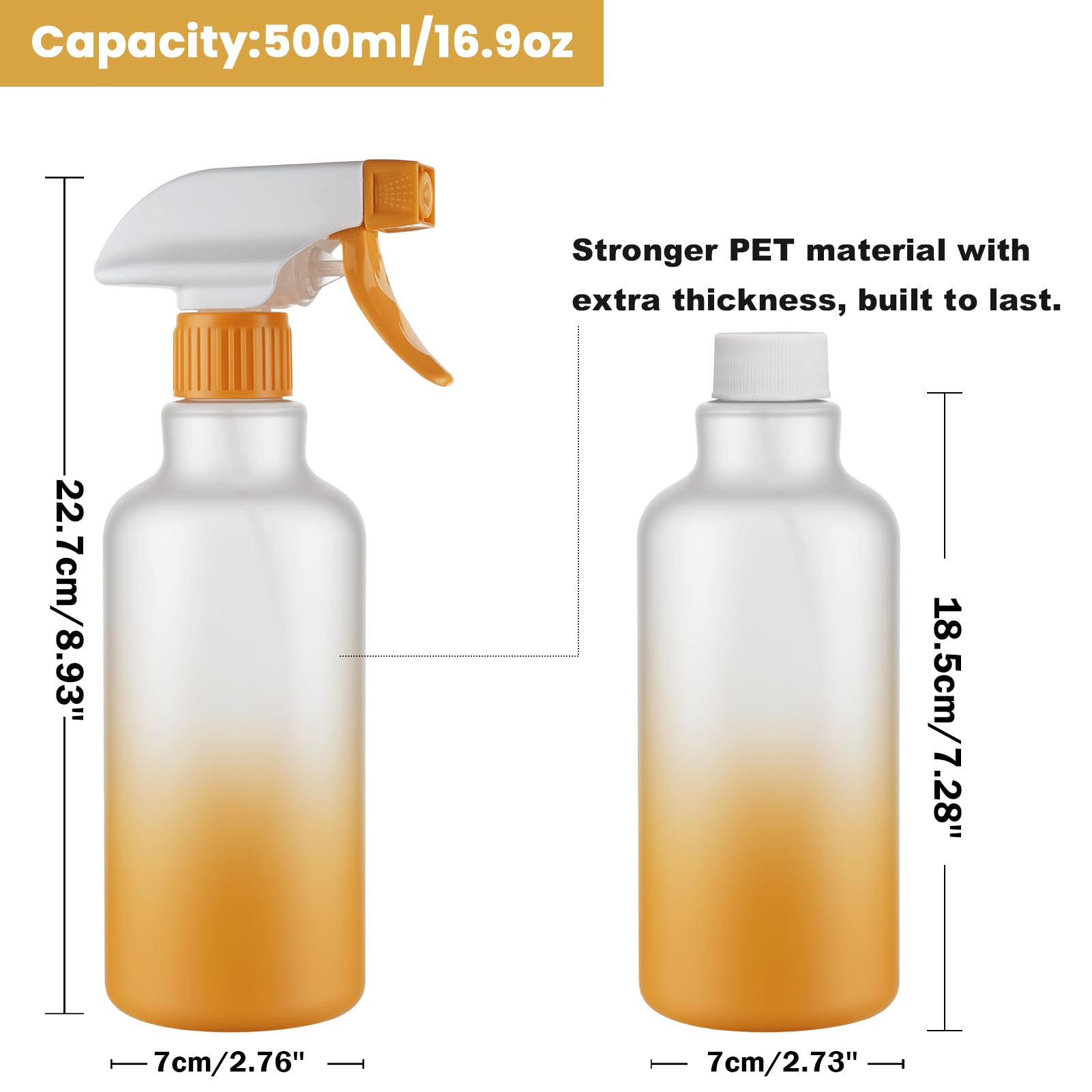 16.9oz 500ml Plastic Spray Bottles 2 Pack (2 Count)