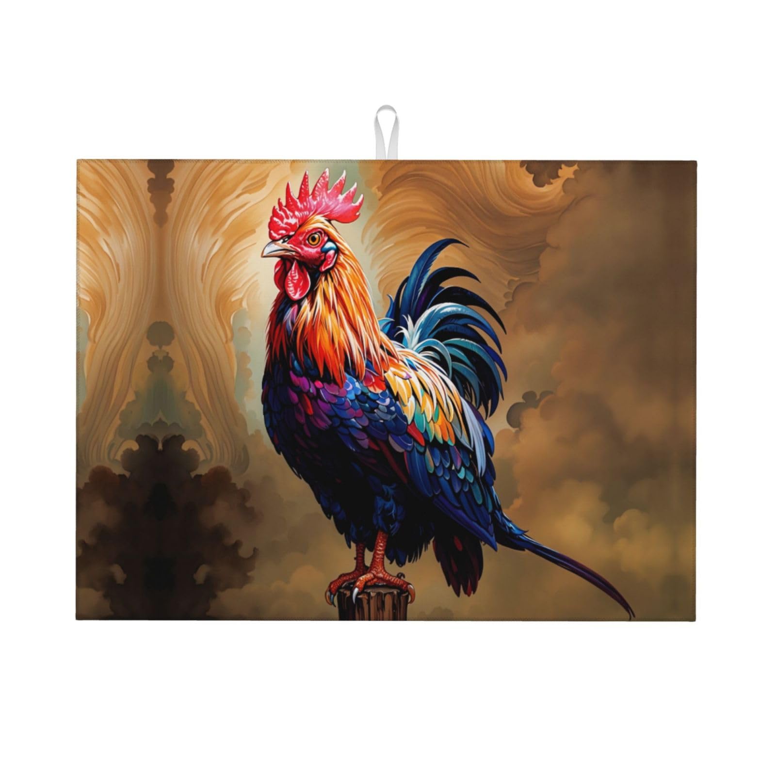 Rooster Dish Drying Mat Highly Absorbent Double