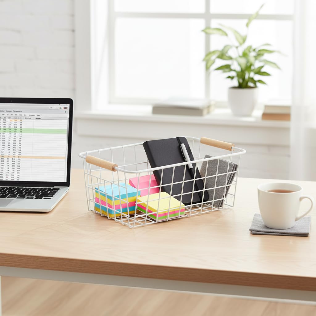 Metal White Wire Basket (2 Count)