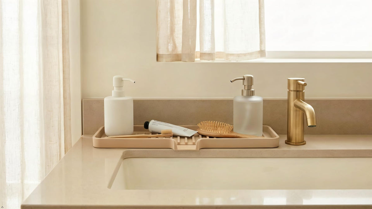 Silicone Soap Dish Tray and Sponge Holder with Drain Chute