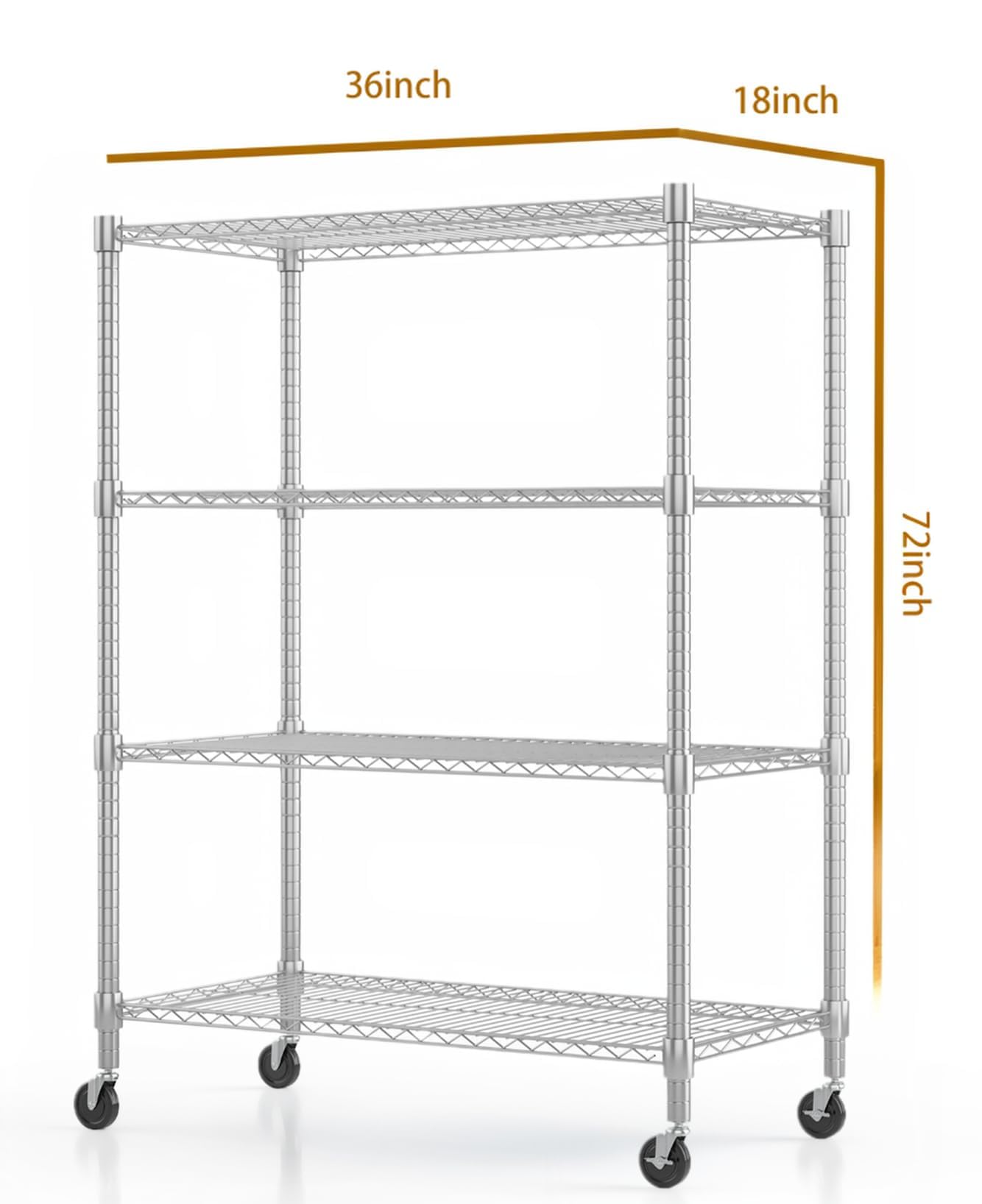 4 Tier Heavy Duty Steel Wire Rack Storage Shelving (4 Count)