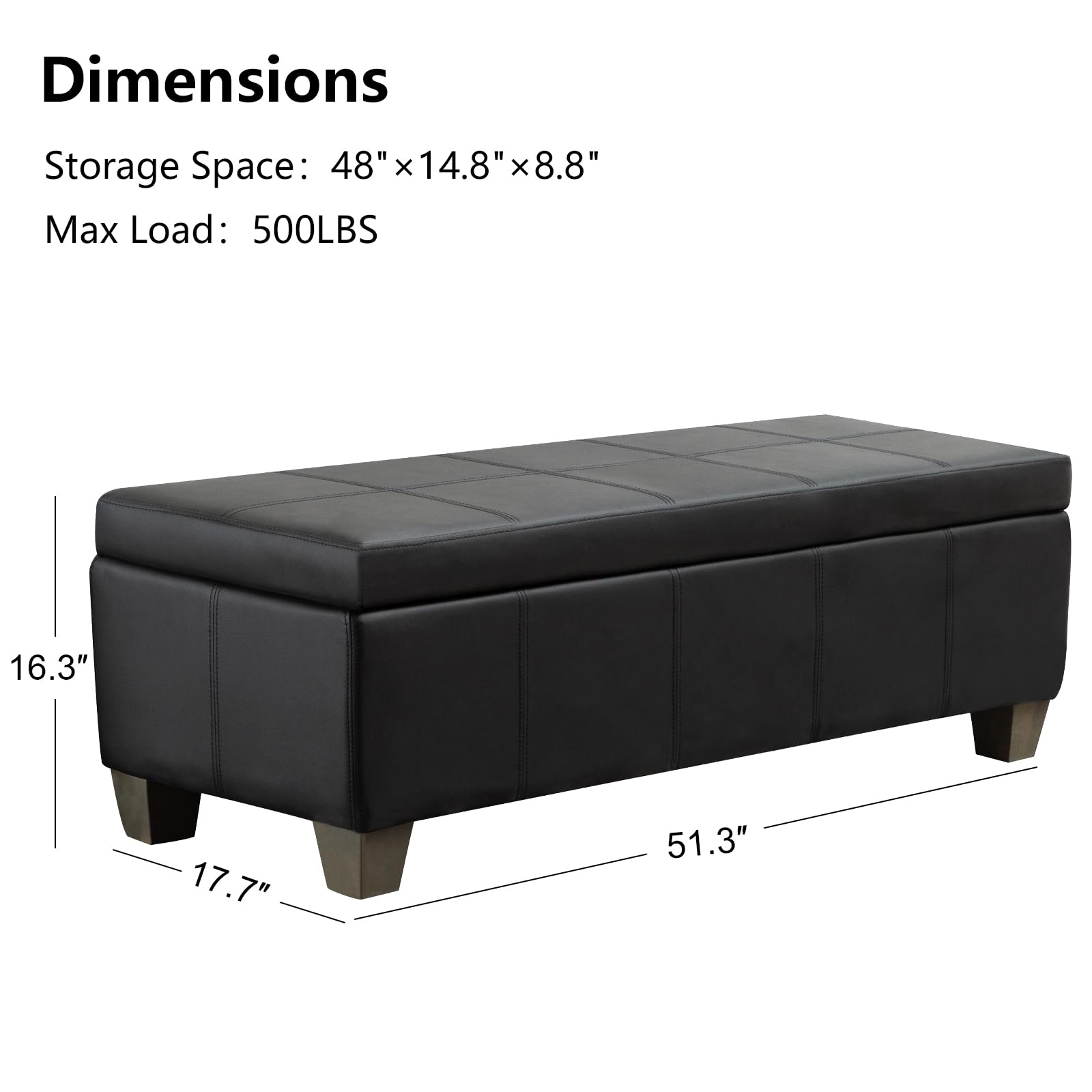 51 Inch Storage Ottoman