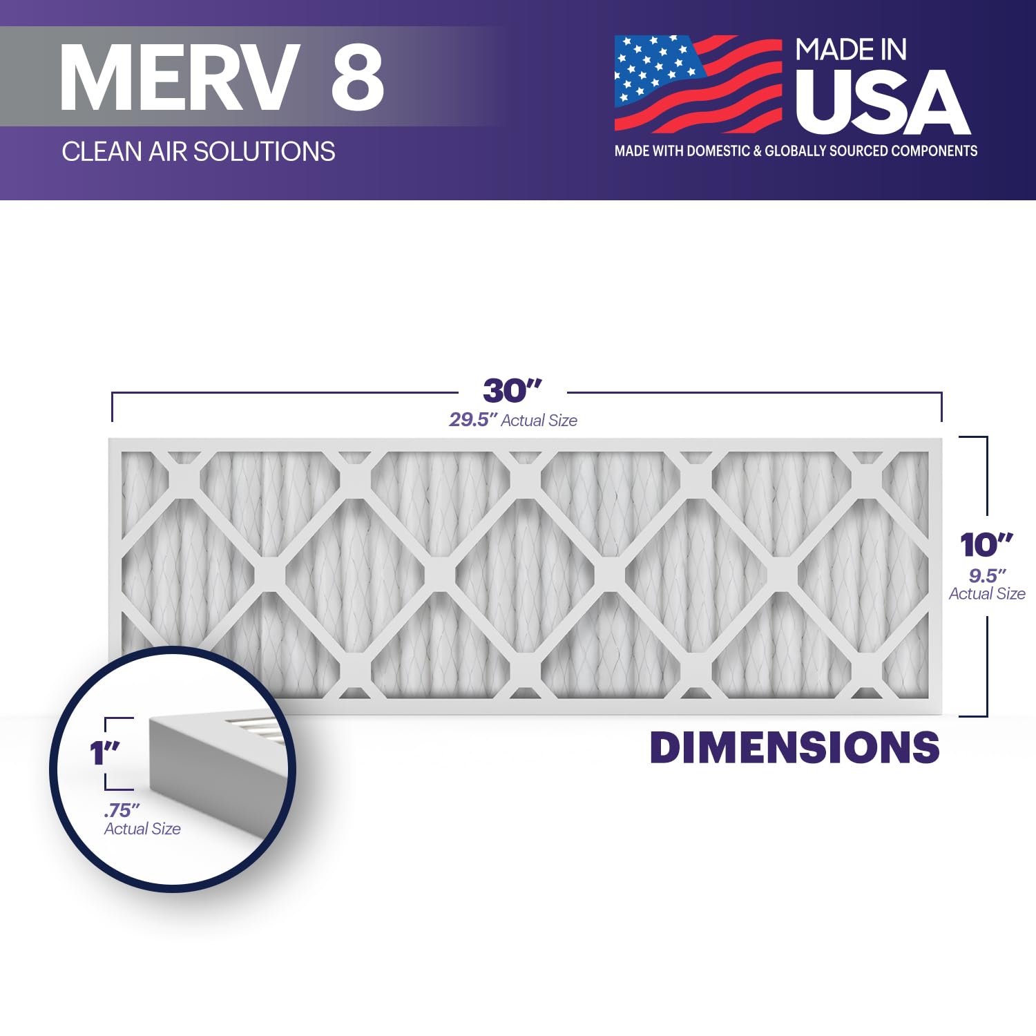 TruFilter 10x30x1 Air Filter MERV 8 (4 Count)