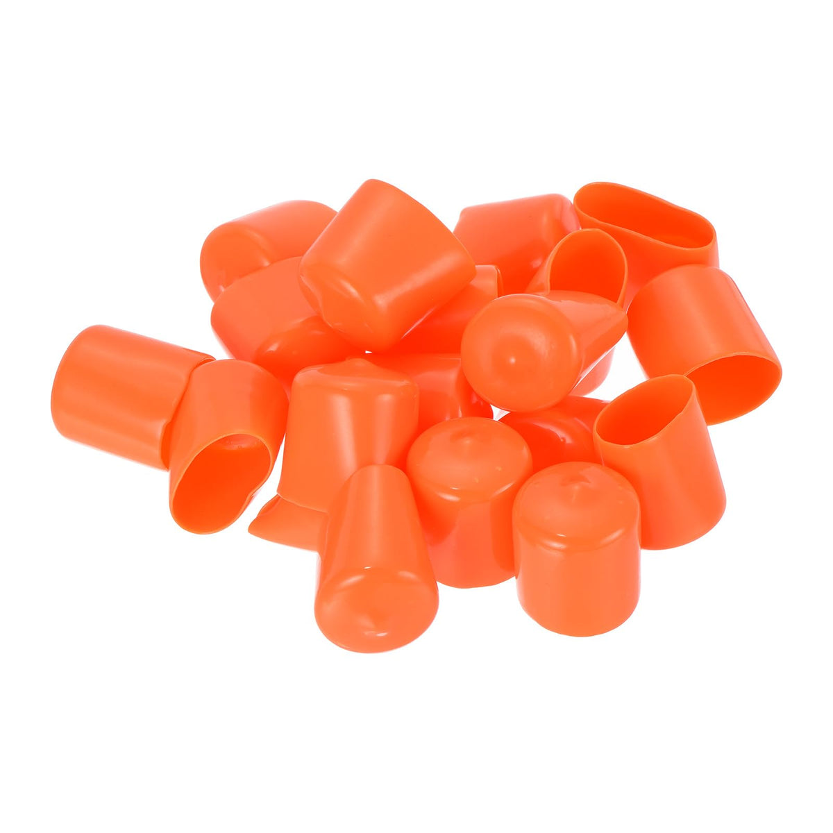 20pcs Rubber End Caps 22mm ID Vinyl Round Tube Bolt Cap Cover Screw Thread Protectors Orange