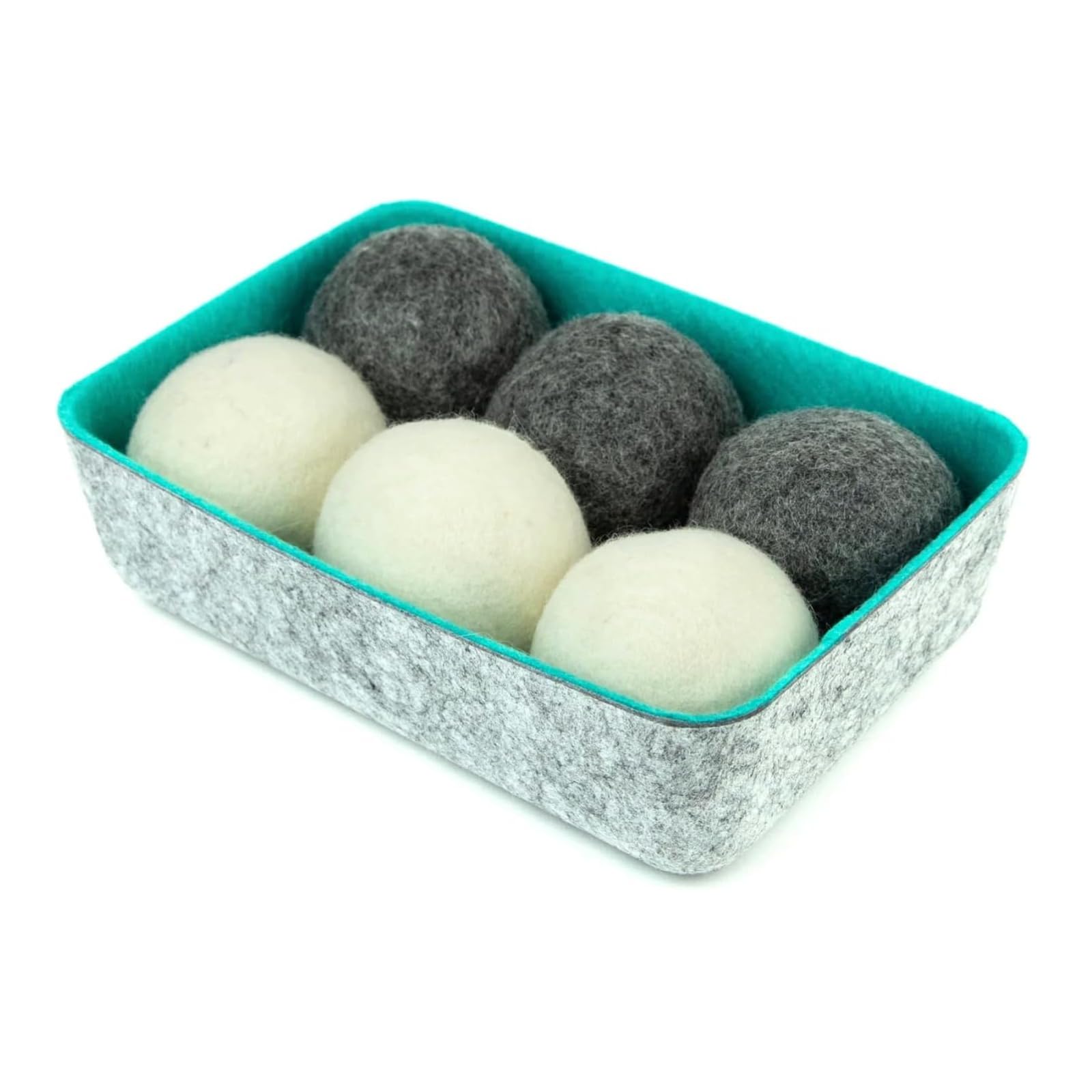 Wool Dryer Balls + Felt Storage Bin (6 Count)
