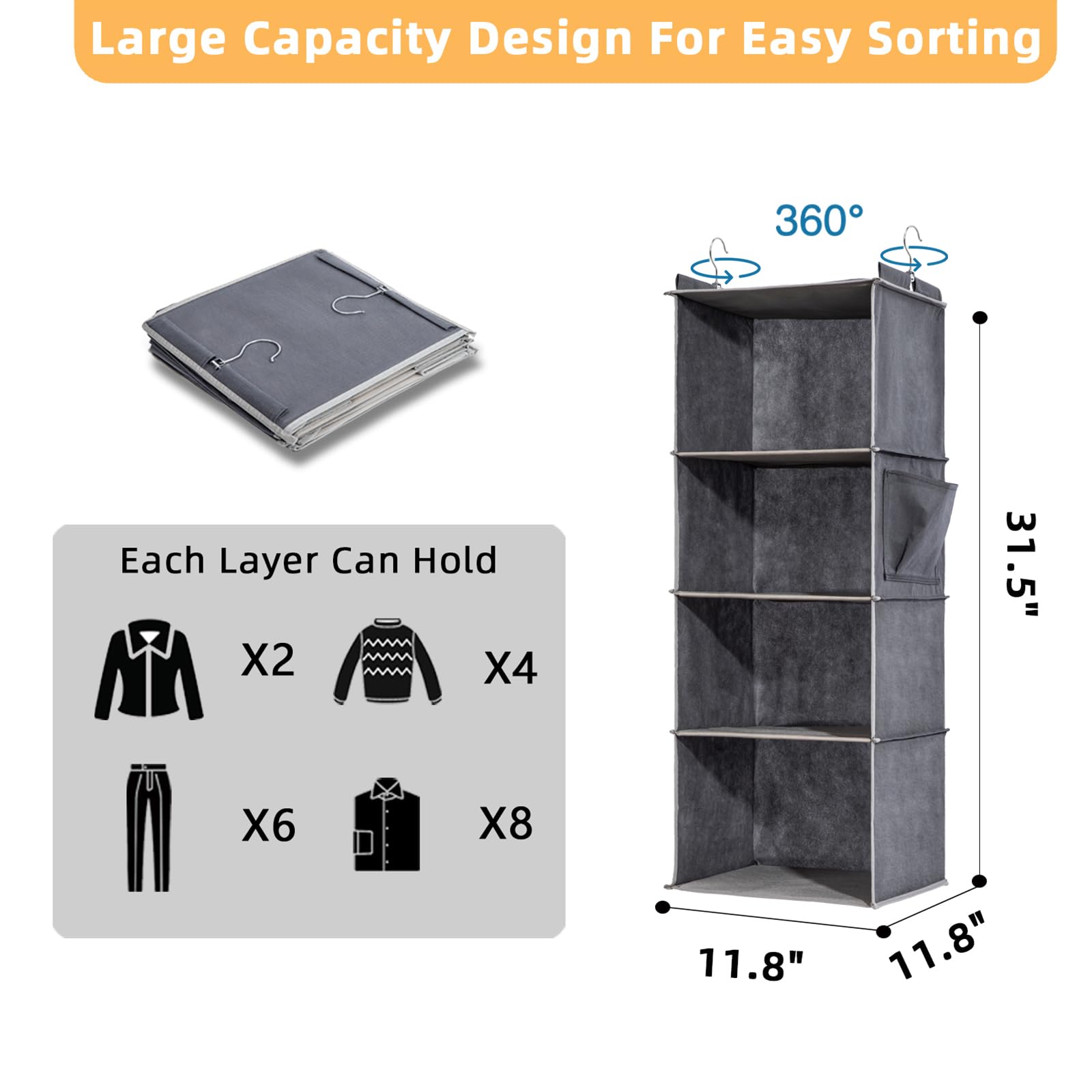2 Packs Hanging Closet Organizer (2 Count)