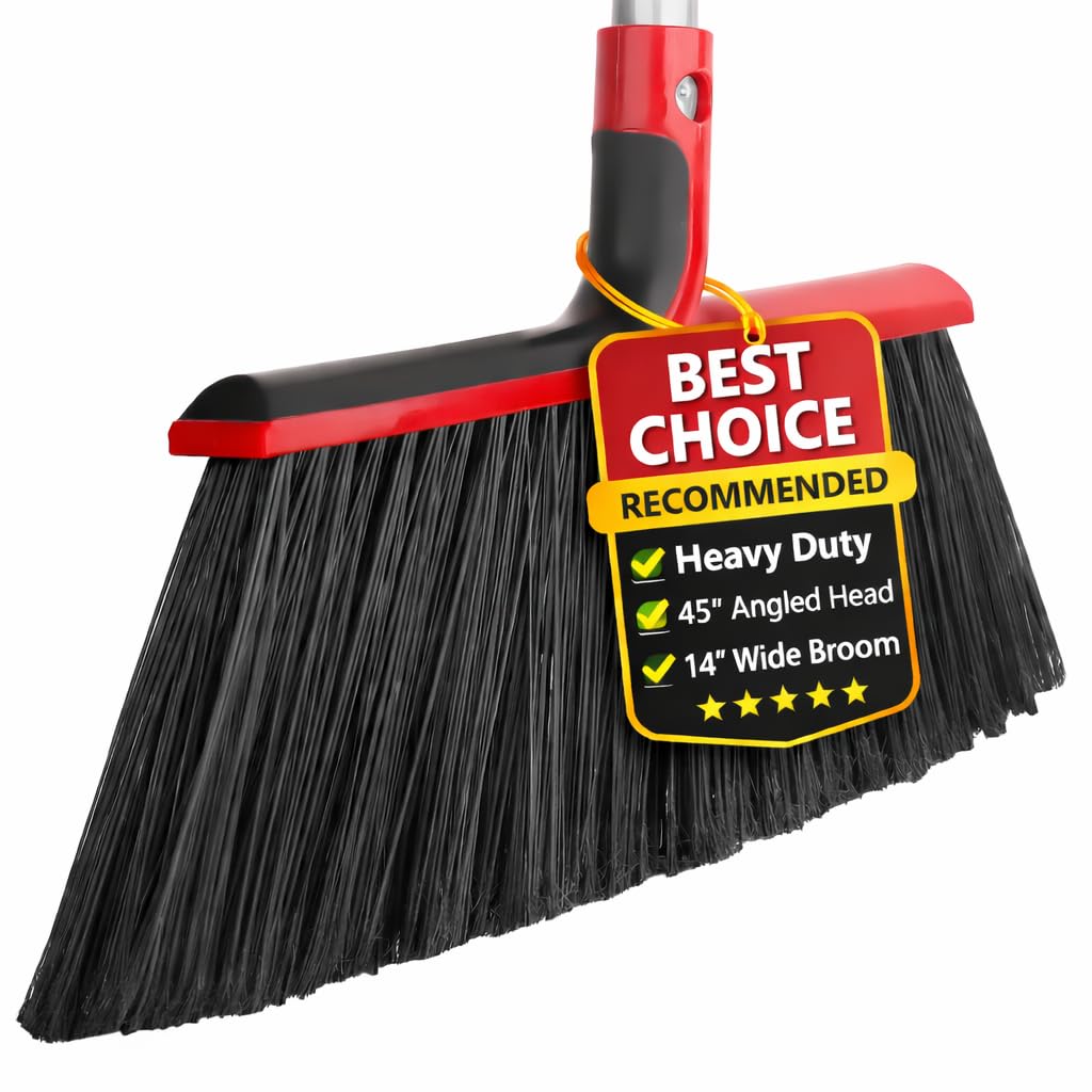 Heavy Duty Angle Broom with 58″ Long Handle