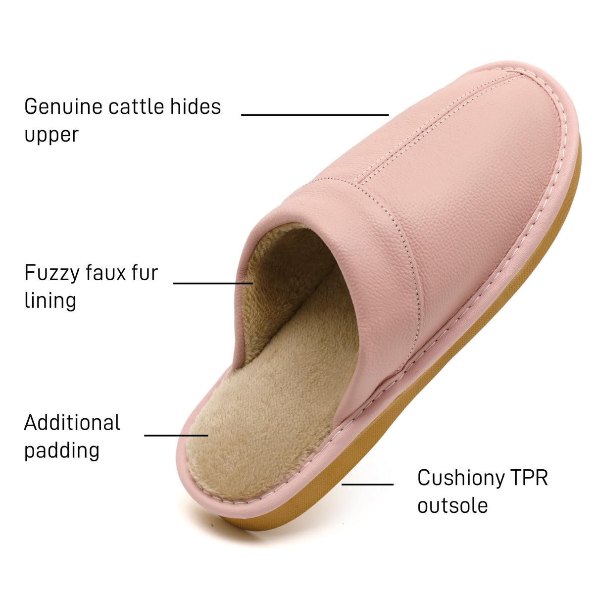Genuine Leather Slippers for Women Men