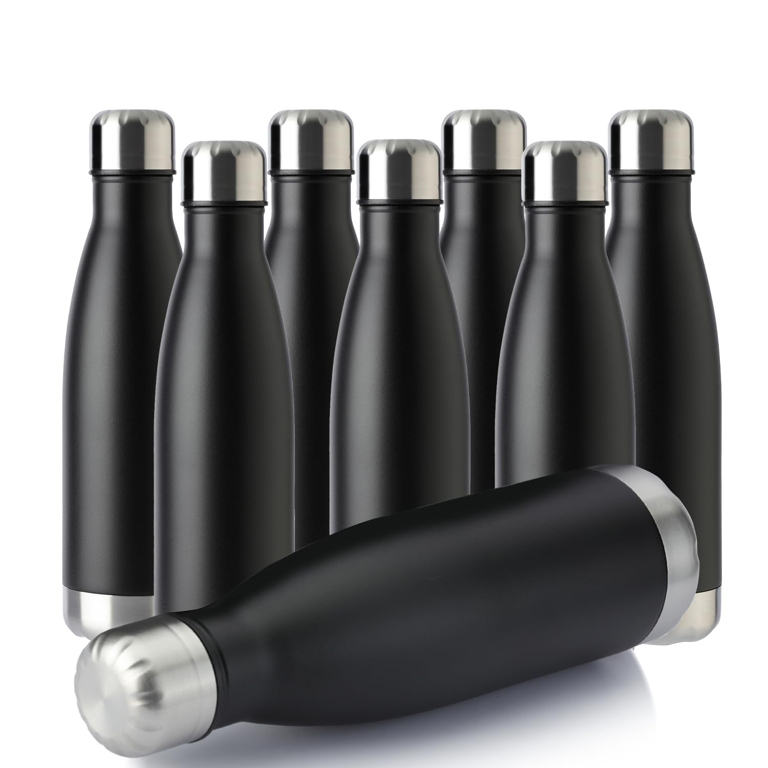 17oz Sport Water Bottle 8 Pack Vacuum Insulated Stainless Steel Leak (8 Count)