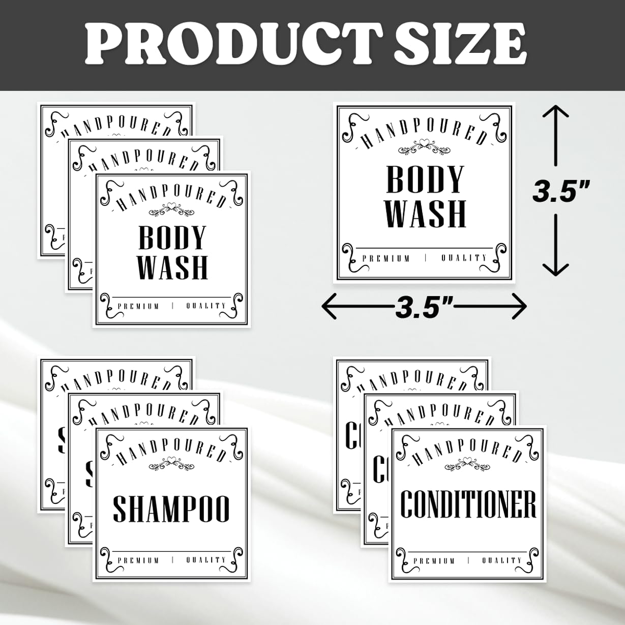 Vintage Apothecary Bathroom Bottle Labels 18Pcs Vinyl Stickers Pack for Shampoo Conditioner Body Wash Elegant Waterproof Organization Home Bottles Bumper Phone Case (18 Count)