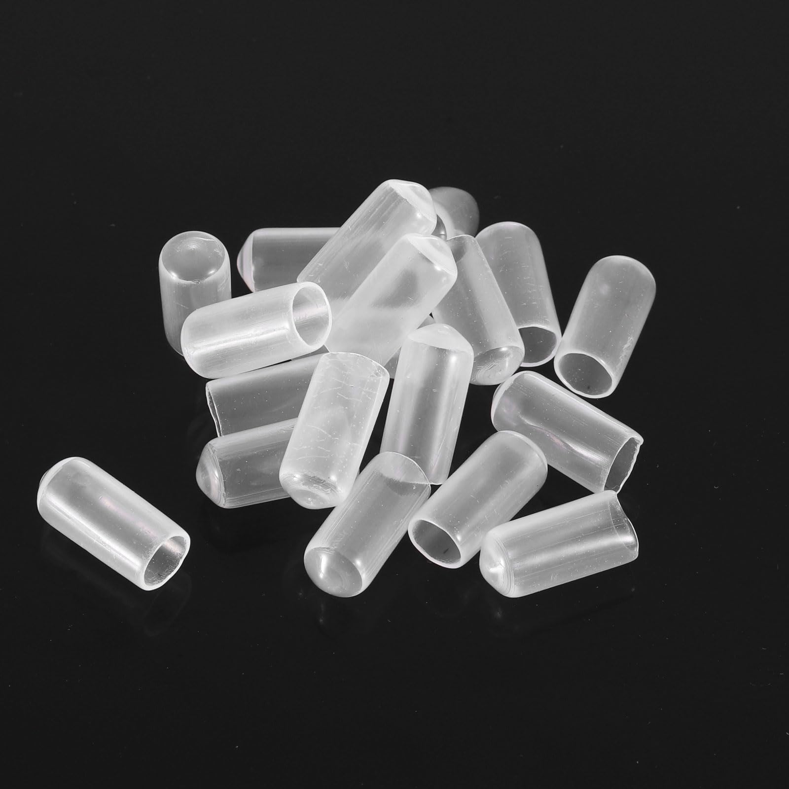 20pcs Rubber End Caps 7mm ID Vinyl PVC Round Tube Bolt Cap Cover Screw Thread Protectors Clear