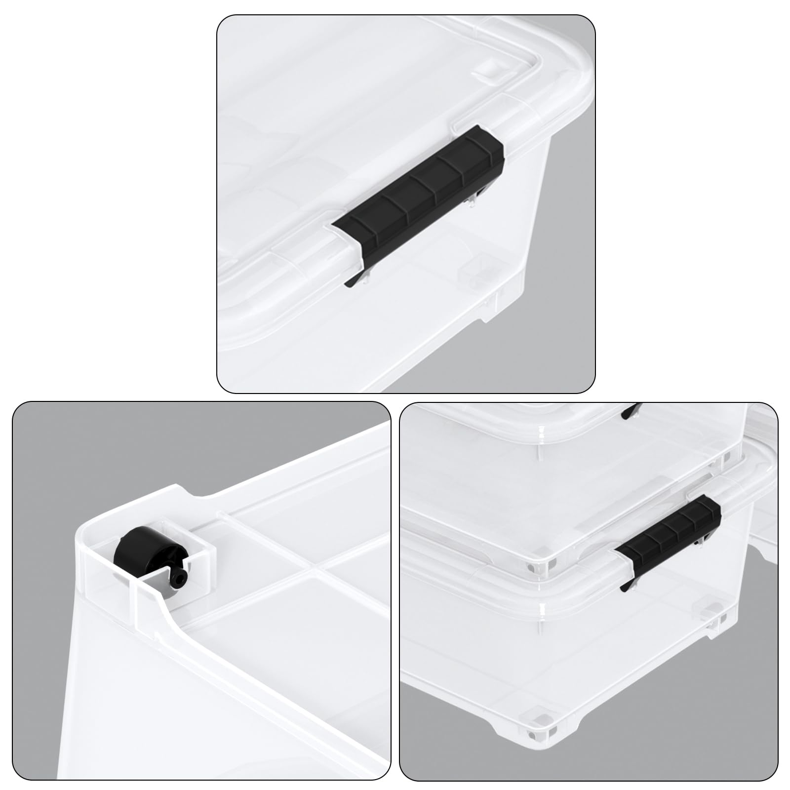 50 Quart Large Clear Under Bed Storage Bins with Wheels (3 Count)