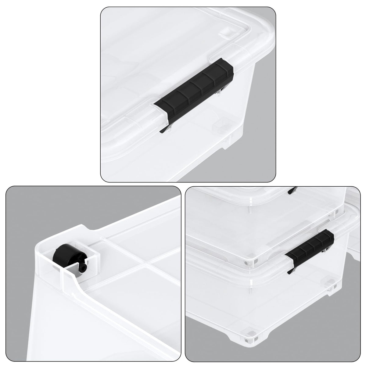 50 Quart Large Clear Under Bed Storage Bins with Wheels (3 Count)