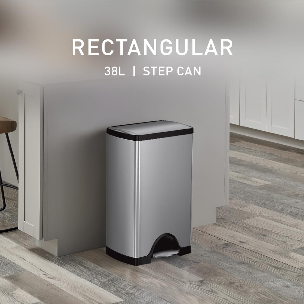 38 Liter 10 Gallon Rectangular Kitchen Step Trash Can