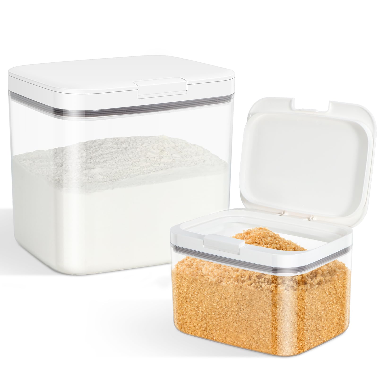 2 Pack Flour Sugar Storage Containers with Pop (2 Count)