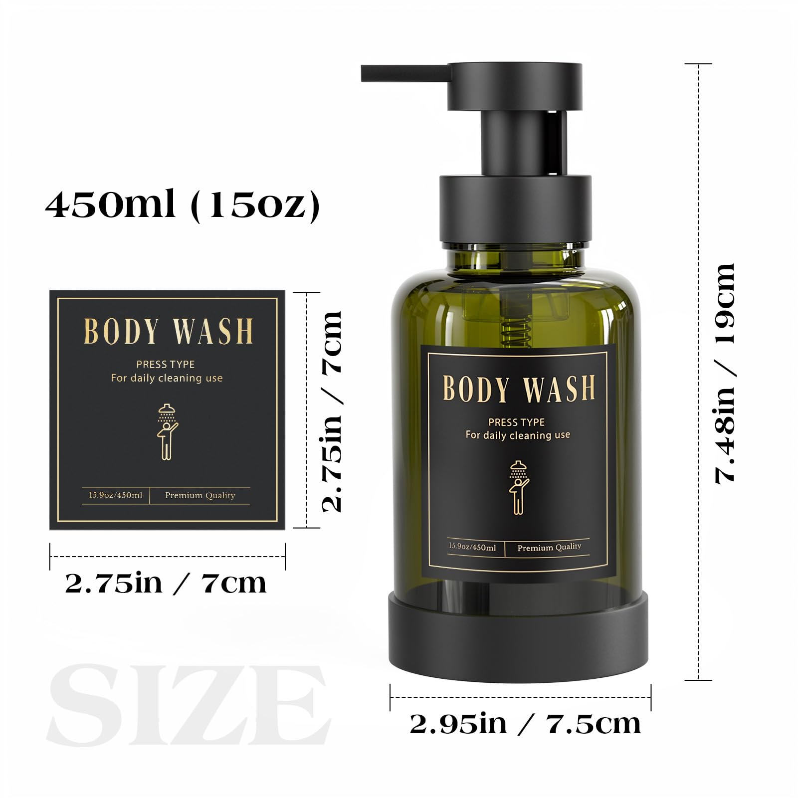 Foaming Soap Dispenser 15oz Hand Soap Bottle (2 Count)