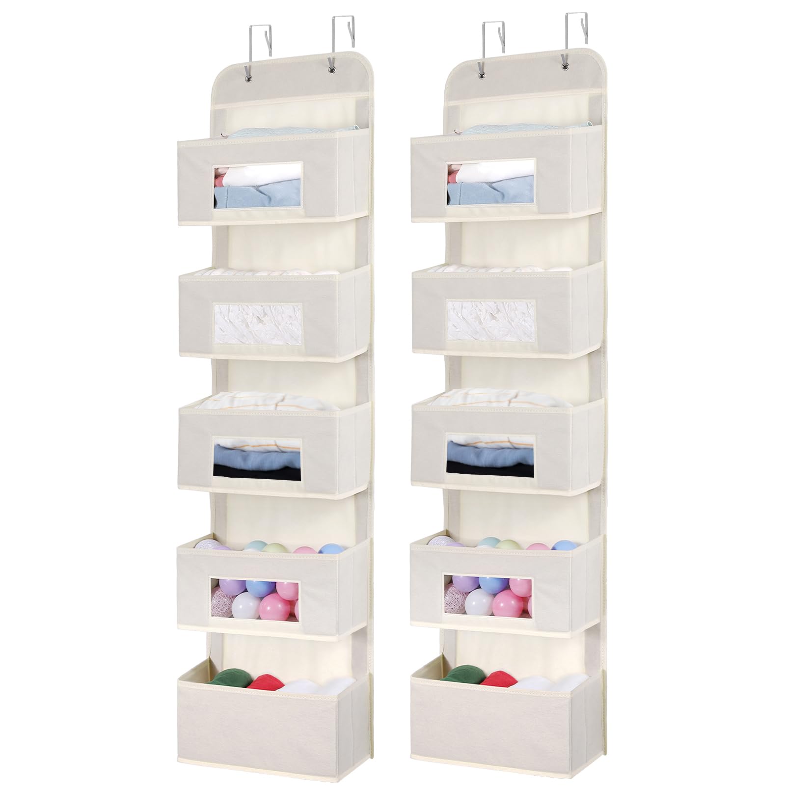 5 Shelf Over The Door Hanging Organizer with 2 Metal Hooks (2 Count)