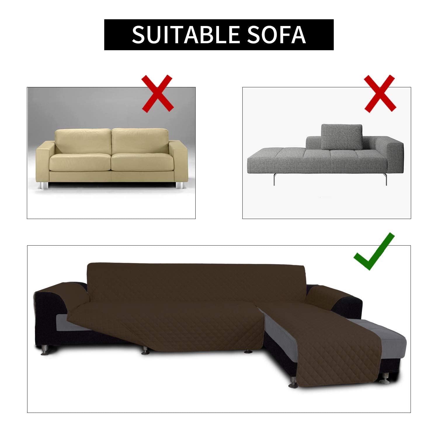 Reversible L Shape Sectional Couch Cover