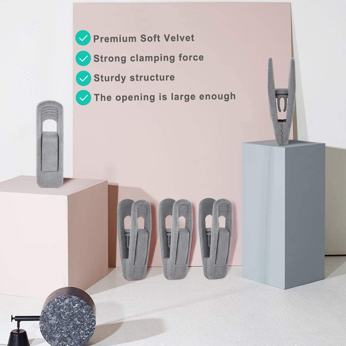 Grey Hanger Clips for Velvet Hangers (40 Count)