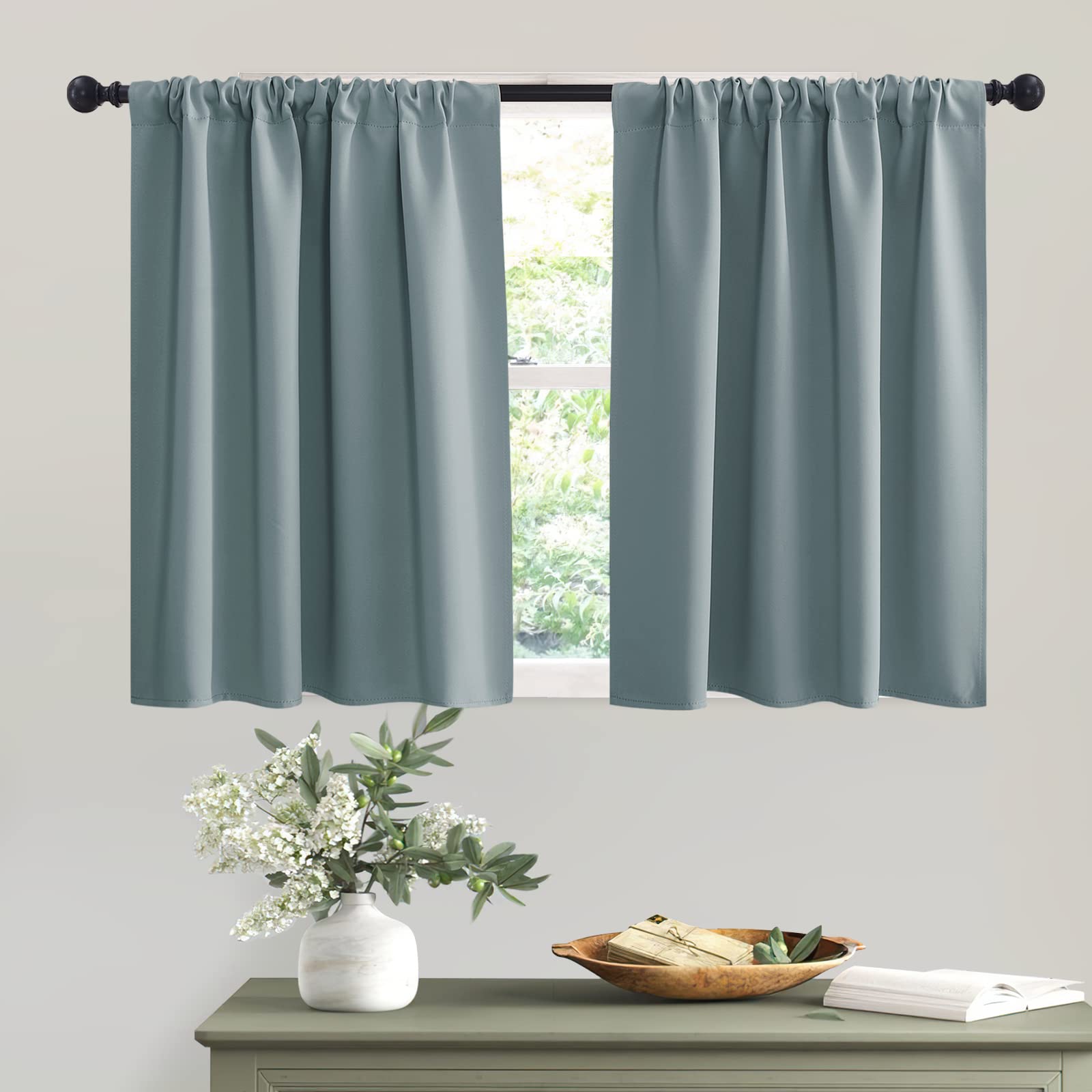 Short Blackout Privacy Curtains 30 inch Long for Bathroom Window