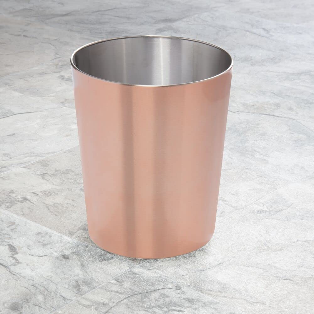 Round Metal Small 1.7 Gallon Recycle Trash Can Wastebasket