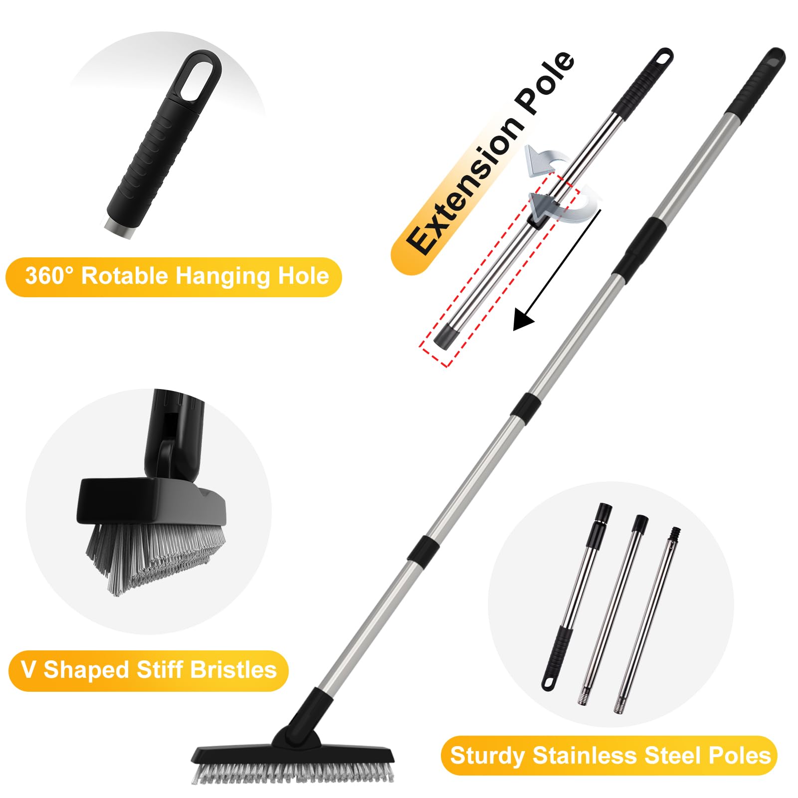 2 Pack Grout Brush with Long Handle (2 Count)