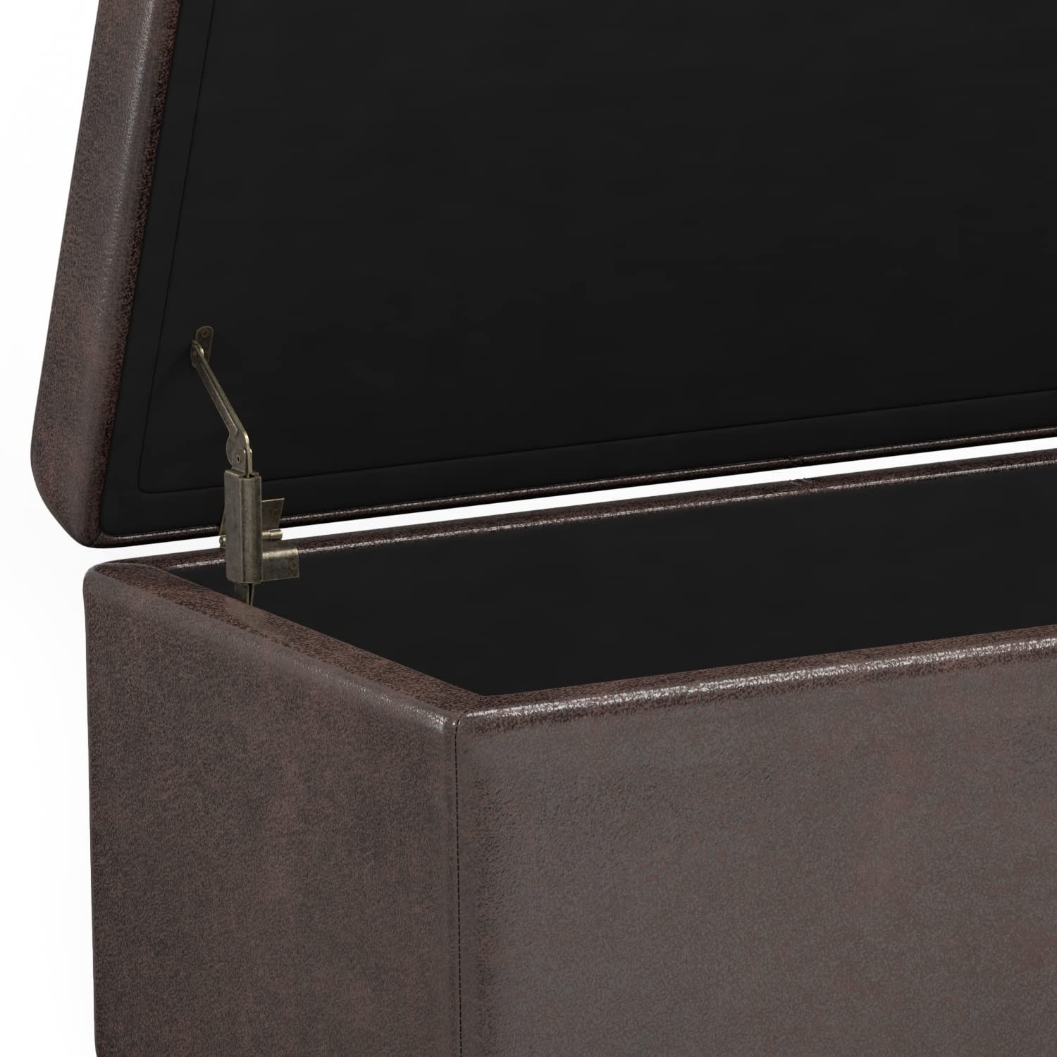 Avalon 54" Wide Vegan Leather Storage Ottoman in Brown