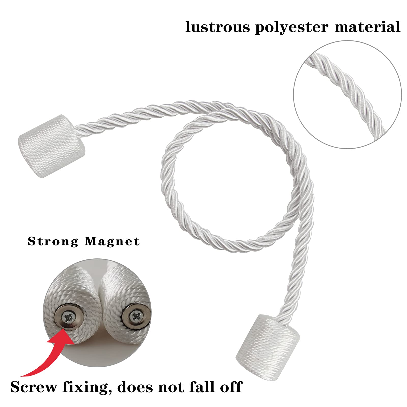 Magnetic Curtain Tiebacks Holdbacks Decorative Tie Backs for Windows Porlau (6 Count)