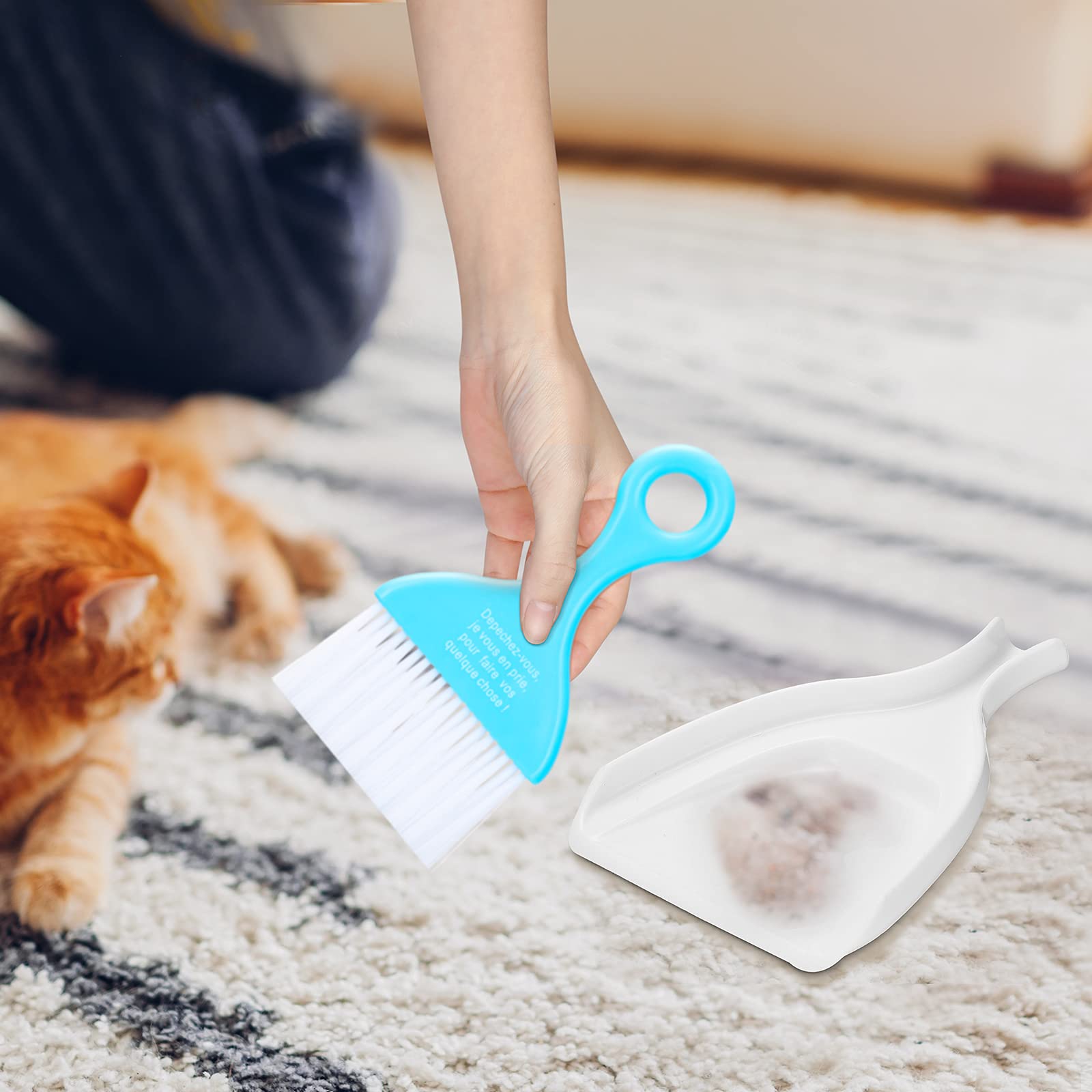 3 Pack Mini Dustpan and Brush Set Colorful Small Broom and Dustpan Set Hand Whisk Brooms Tiny Cleaning Brush Table Crumbs Sweep for Desk Keyboard Kitchen Corner Car Sofa Pet Cage Nest Craft (6 Count)