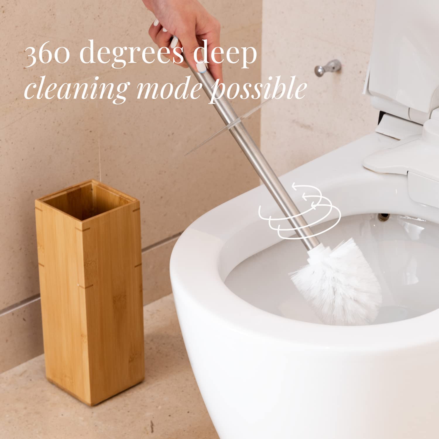 Bamboo Toilet Bowl Cleaner with Holder for All Toilet Types