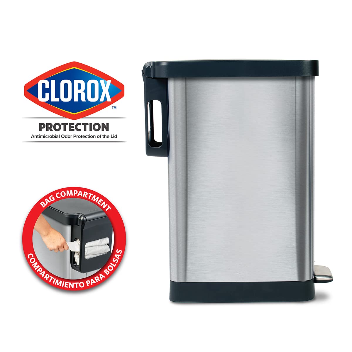 Slim Trash Can with Clorox Odor Protection