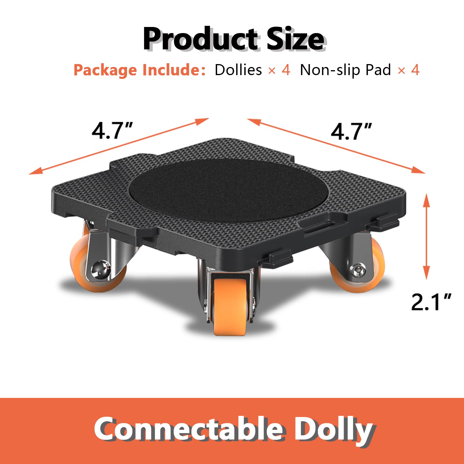 Add on 4Pack Connectable Dolly Furniture Movers with 360° Rotating Wheels with Bearing (4 Count)