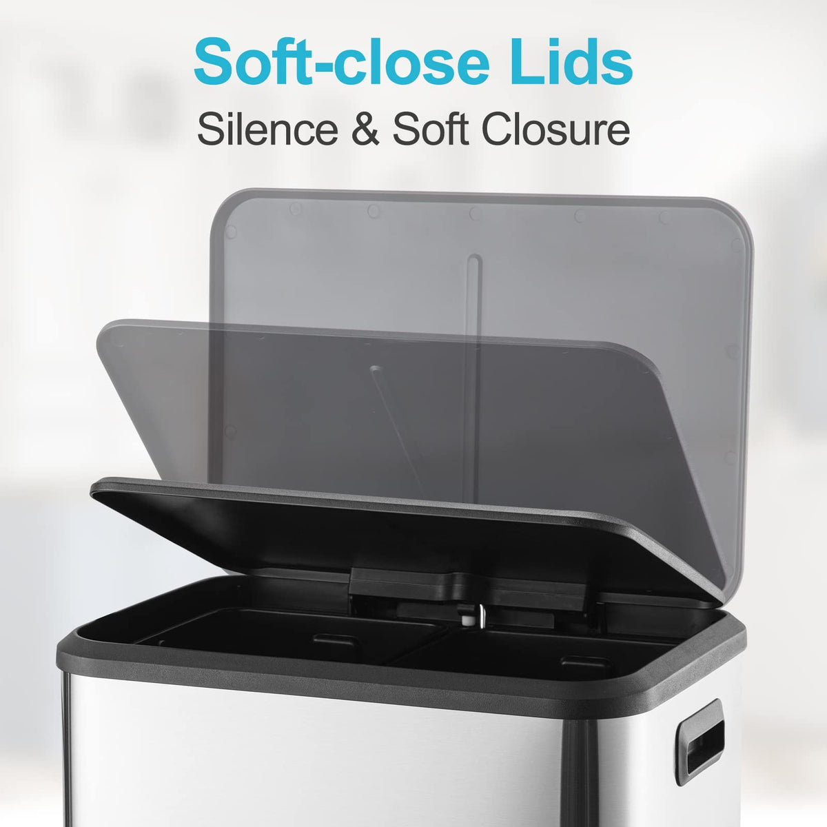 Dual Trash Can Stainless Steel Kitchen Recycling Bin Foot Pedal