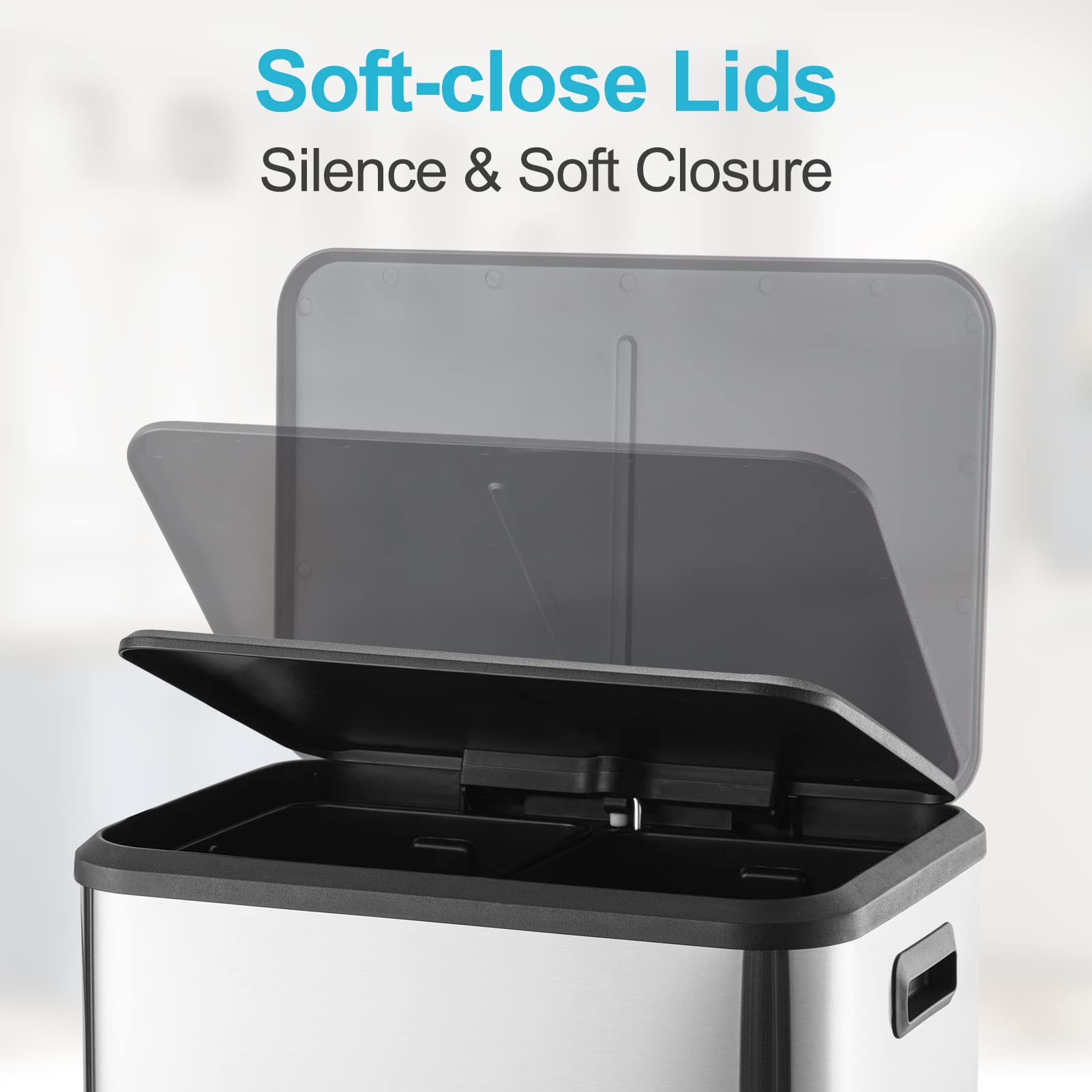 Dual Trash Can Stainless Steel Kitchen Recycling Bin Foot Pedal