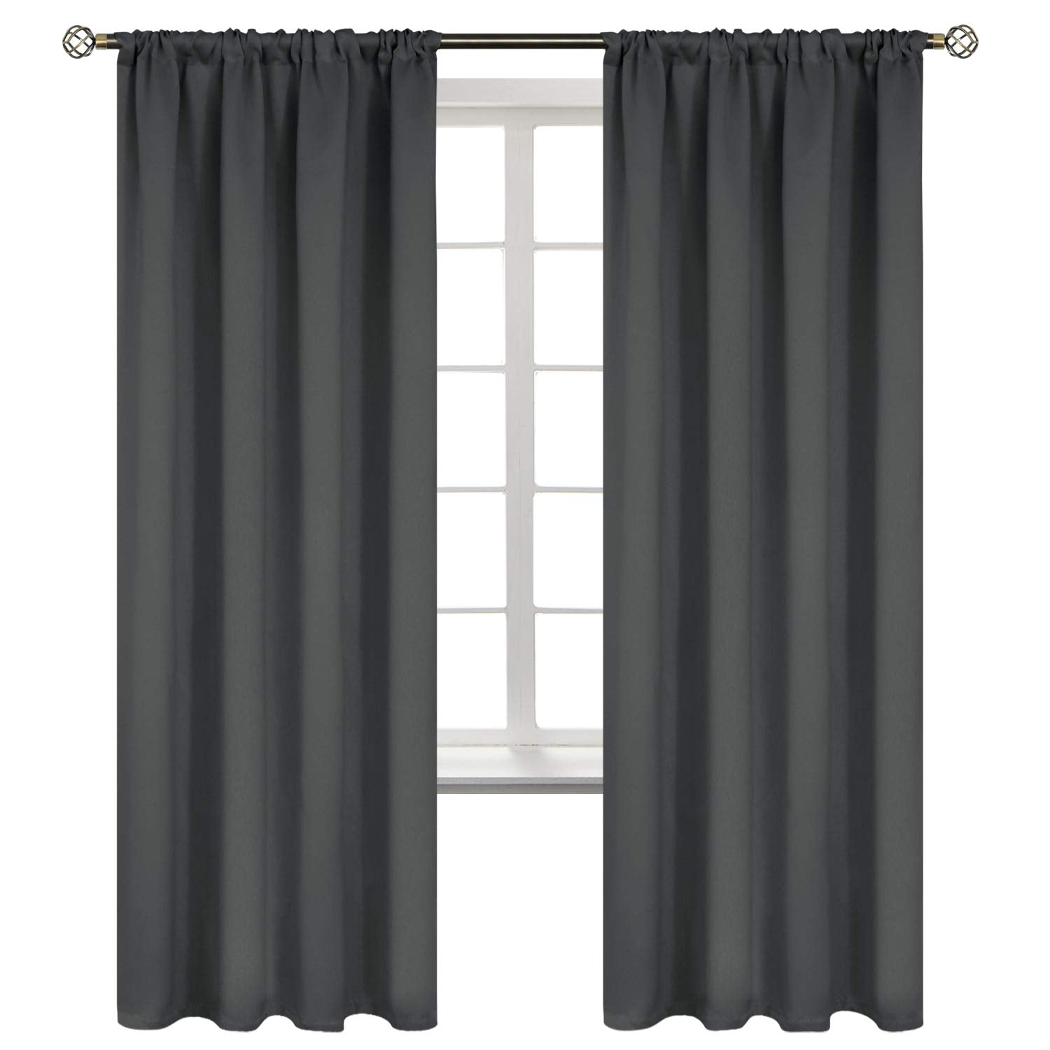 Rod Pocket Blackout Curtains for Bedroom 72 Inch Long (2 Count)
