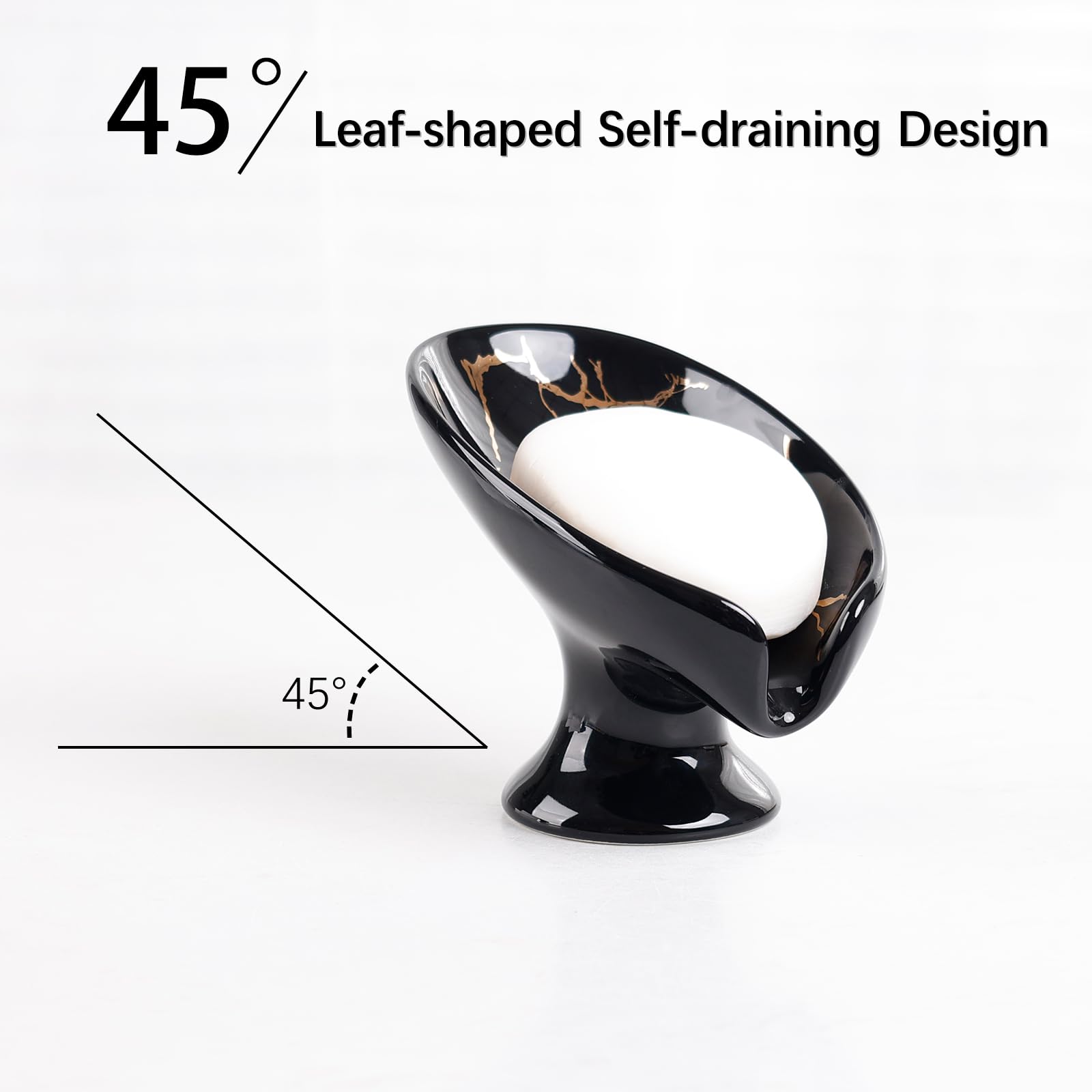 Soap Dish Ceramic Soap Holder Self Draining Leaf Shape Bar Soap Holder