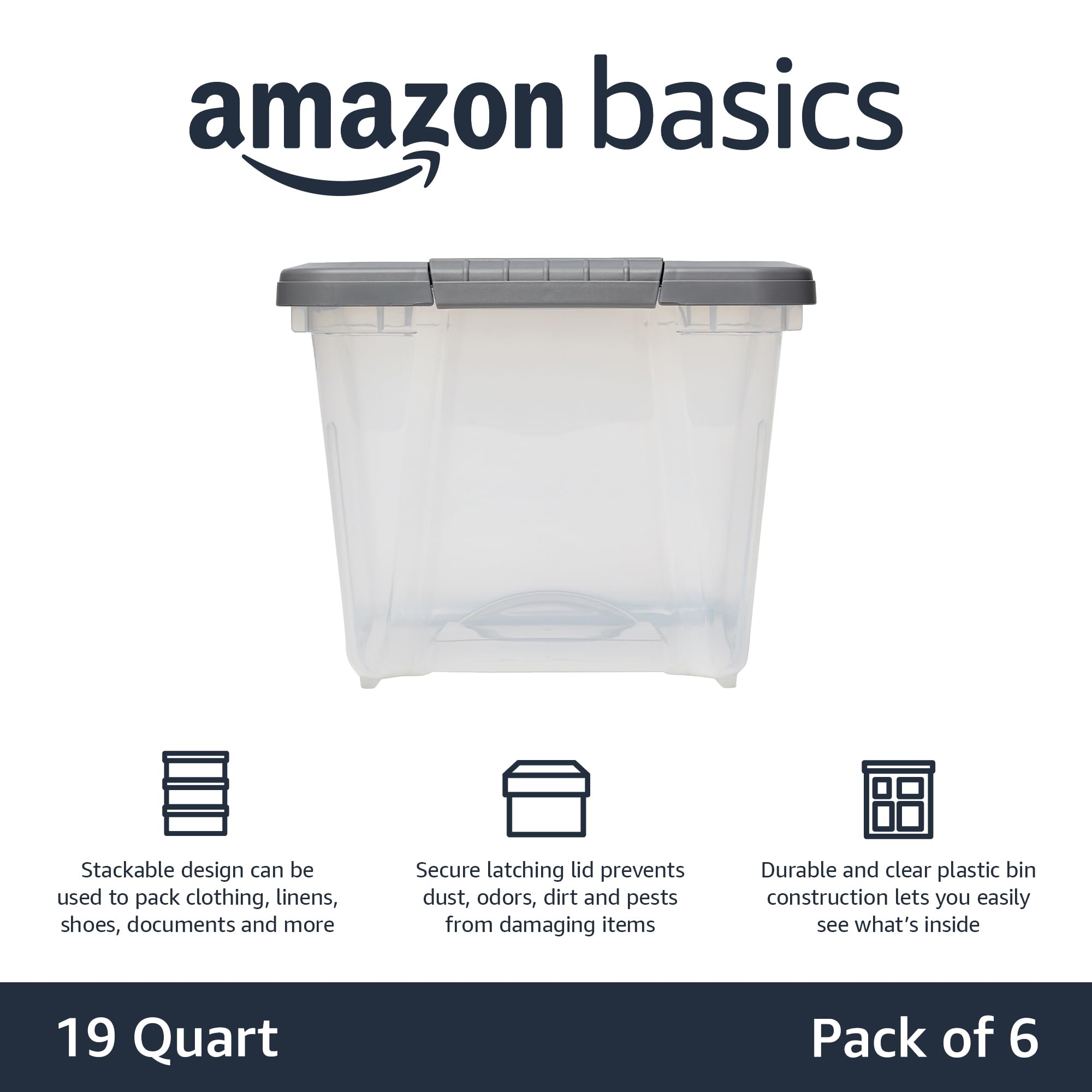 Plastic Storage Containers with Secure Latching Lids (6 Count)