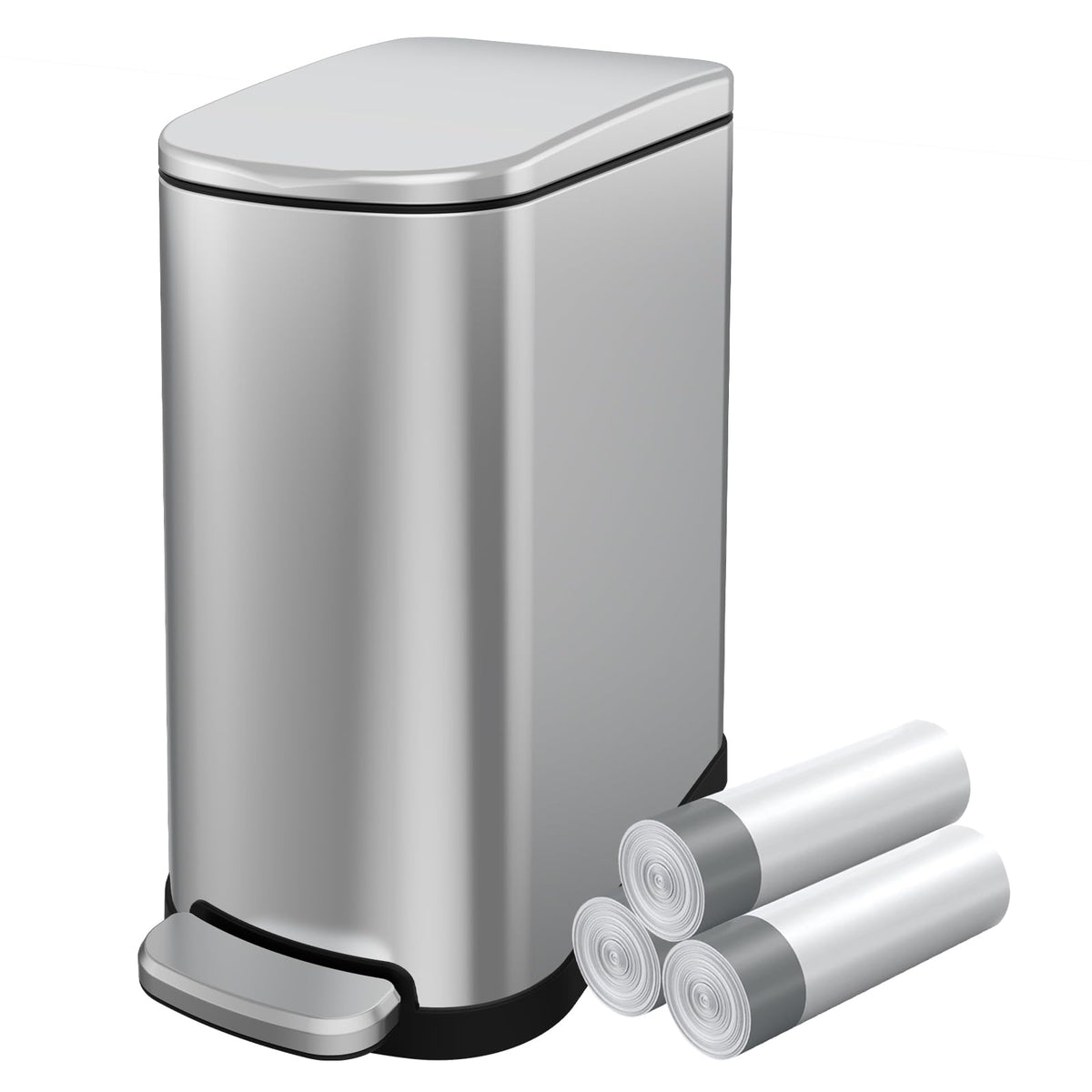 Slim Bathroom Trash Can with Lid